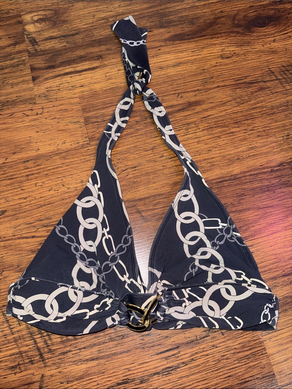 Chain-Print Halter Swim Top 29.T